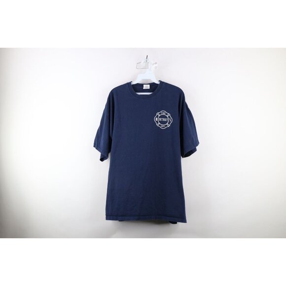 Vintage Streetwear Mens XL Faded Detroit Fire Department Firefighters T-Shirt - Picture 1 of 9